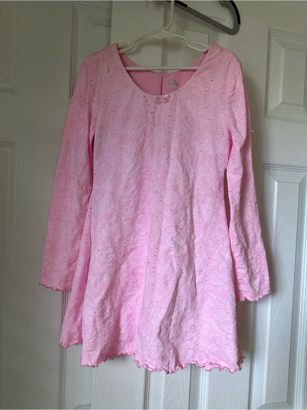 Girls pink Skort dress size 7/8 long sleeve lace